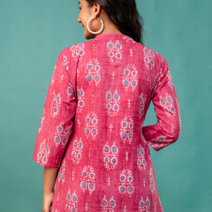 Top – Mandarin Collar, 3/4 Sleeves, Flattering Fit (Sizes S–XXL)