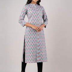 Feranoid Straight Knee Length Grey Colour Kurta For Women