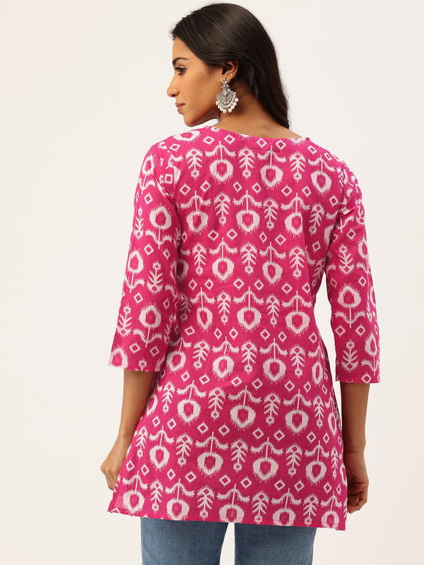 V-Neck 3/4 Sleeve Short Kurti for Women - Tailored Fit & Chic Design