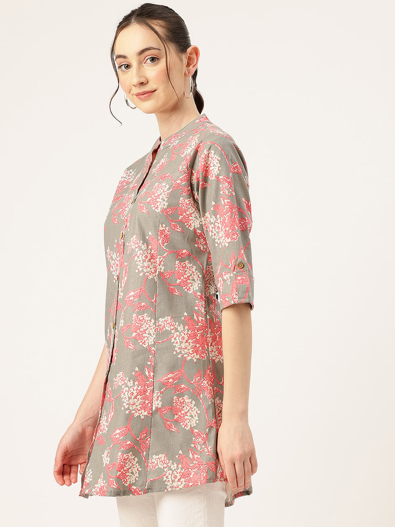 Printed Mandarin Collar top – Casual & Chic