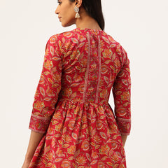 Peplum Hem TOP for Women - Mandarin Collar with V-Cut & 3/4 Sleeves