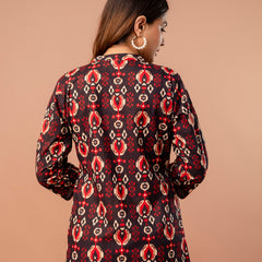 Top – Mandarin Collar, 3/4 Sleeves, Flattering Fit (Sizes S–XXL)