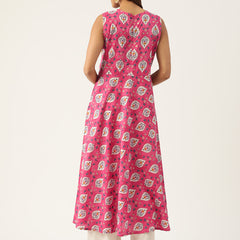 Cotton Printed Sleeveless A-Line Flared Kurti