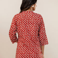 Elegant Mandarin Collar Printed Tunic – Stylish & Comfortable, Sizes