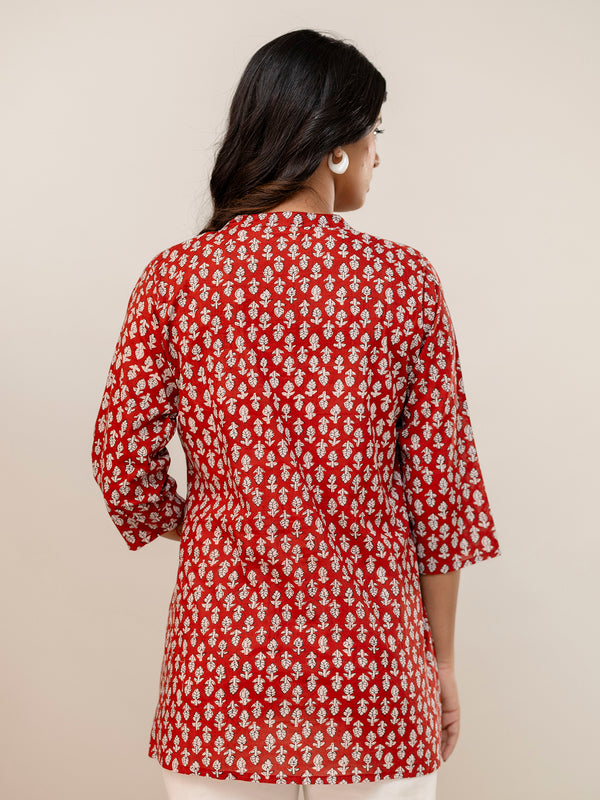 Elegant Mandarin Collar Printed Tunic – Stylish & Comfortable, Sizes
