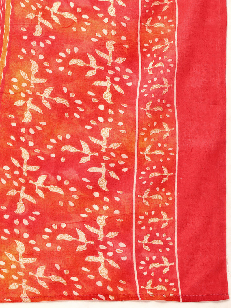 Bordered V-Neck 3-Piece Kurta Set with Ankle-Length Pants & Full-Length Dupatta (Size S-XXL).