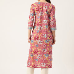 Empress Long Kurta for Women - V-Cut Neckline with 3/4 Sleeves