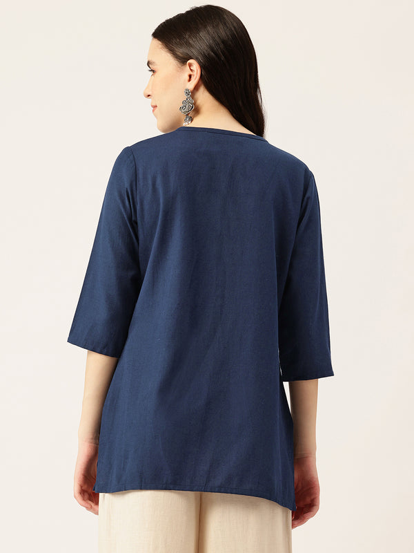 Elegant Short Kurti for Women – 3/4 Sleeves | Round Neck |