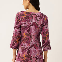 3/4 Sleeve Round Neck Vcut top Magenta1 Colour