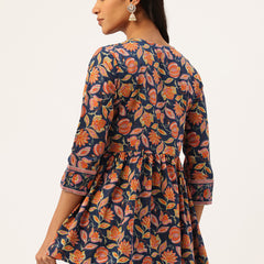Princess Cut Top for Women - 3/4 Sleeves with Front Drawstrings