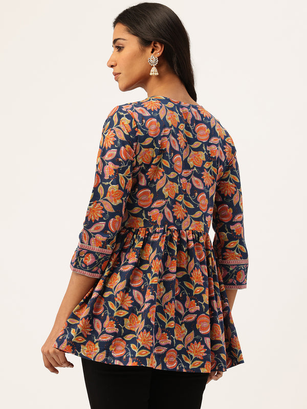 Princess Cut Top for Women - 3/4 Sleeves with Front Drawstrings