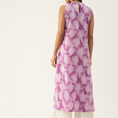 Cotton Printed Sleeveless Straight Long Kurti