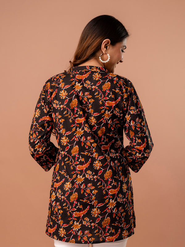 Top – Mandarin Collar, 3/4 Sleeves, Flattering Fit (Sizes S–XXL)