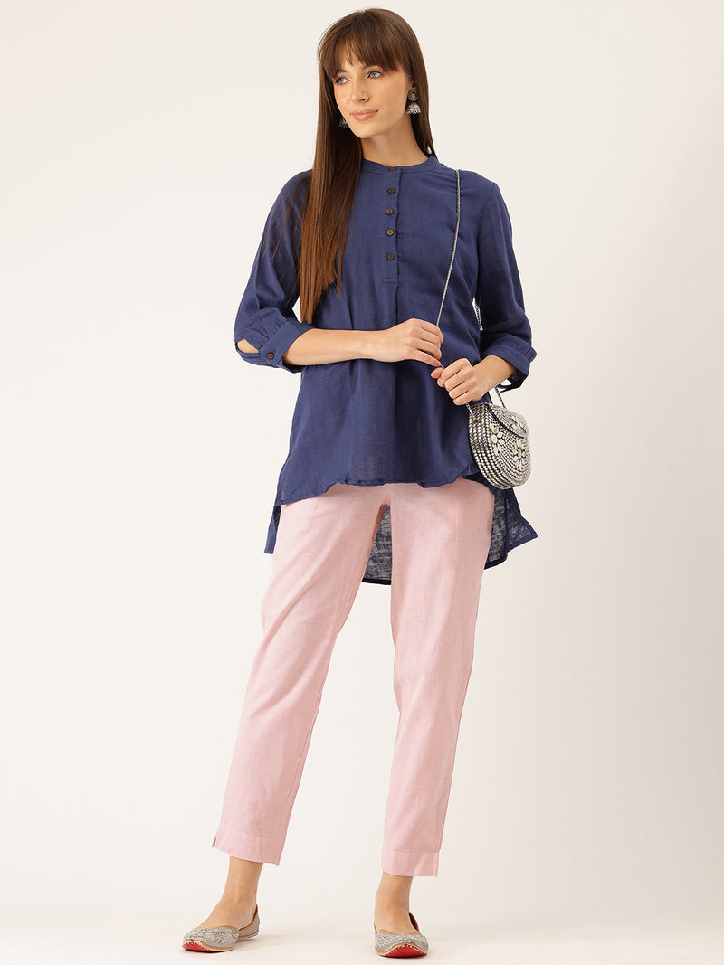 Cotton Pants - Double Pockets, Adjustable Waist, and Ankle-Length Fit