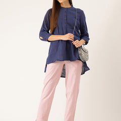 Cotton Pants - Double Pockets, Adjustable Waist, and Ankle-Length Fit