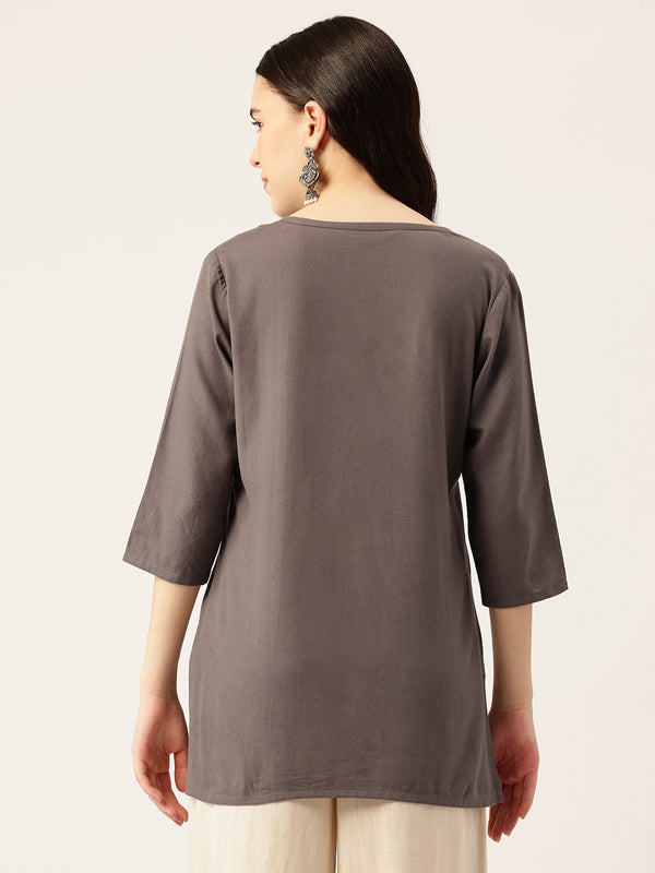 Elegant Short Kurti for Women – 3/4 Sleeves | Round Neck |