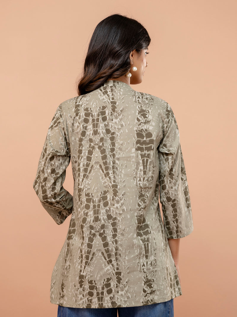Elegant Mandarin Collar Printed Tunic – Stylish & Comfortable, Sizes