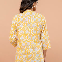 Elegant Mandarin Collar Printed Tunic – Stylish & Comfortable, Sizes