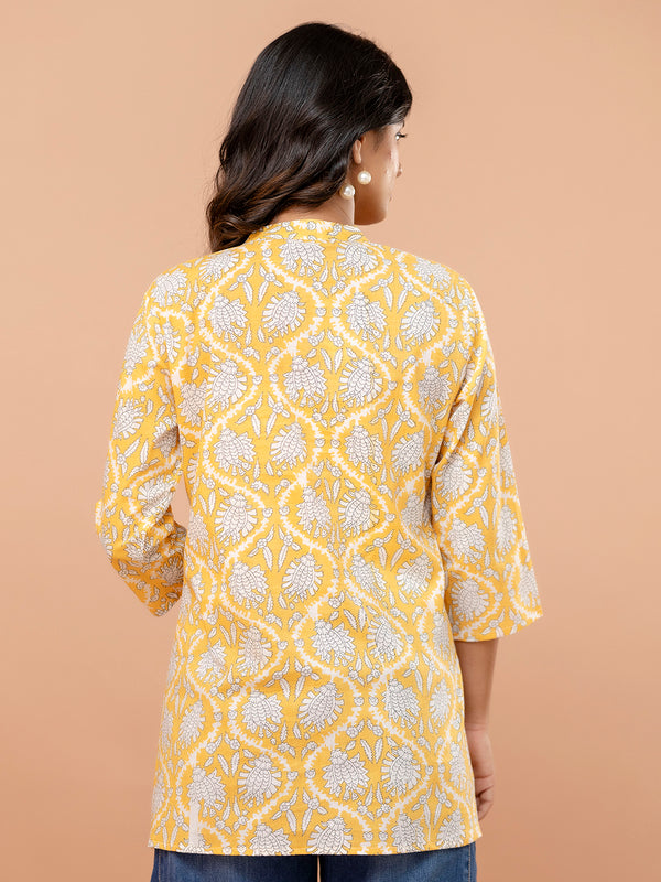 Elegant Mandarin Collar Printed Tunic – Stylish & Comfortable, Sizes
