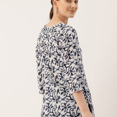 3/4 Sleeve Round Neck Vcut top Grey Colour
