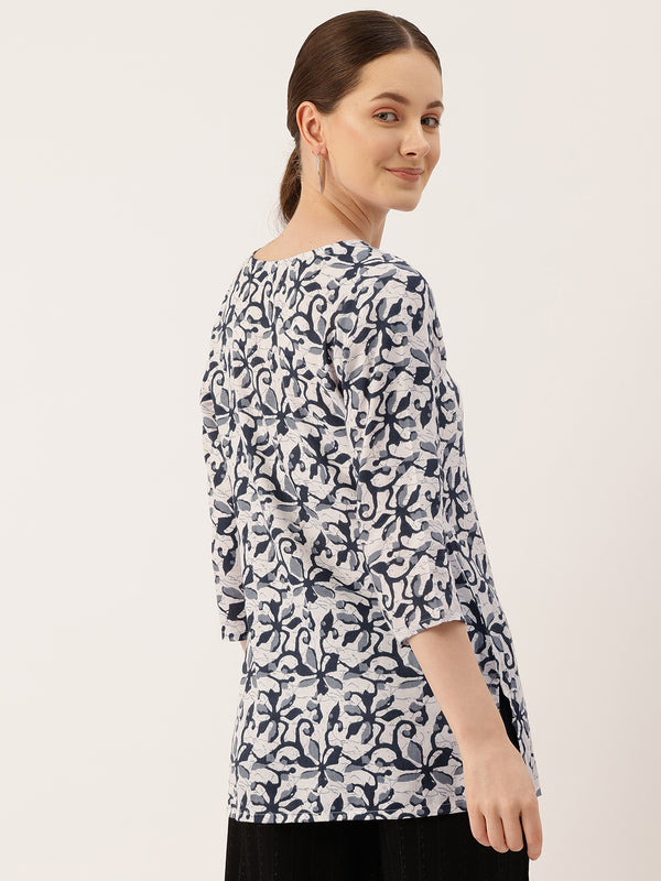 3/4 Sleeve Round Neck Vcut top Grey Colour