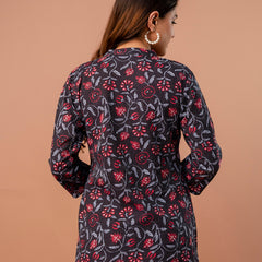 Top – Mandarin Collar, 3/4 Sleeves, Flattering Fit (Sizes S–XXL)