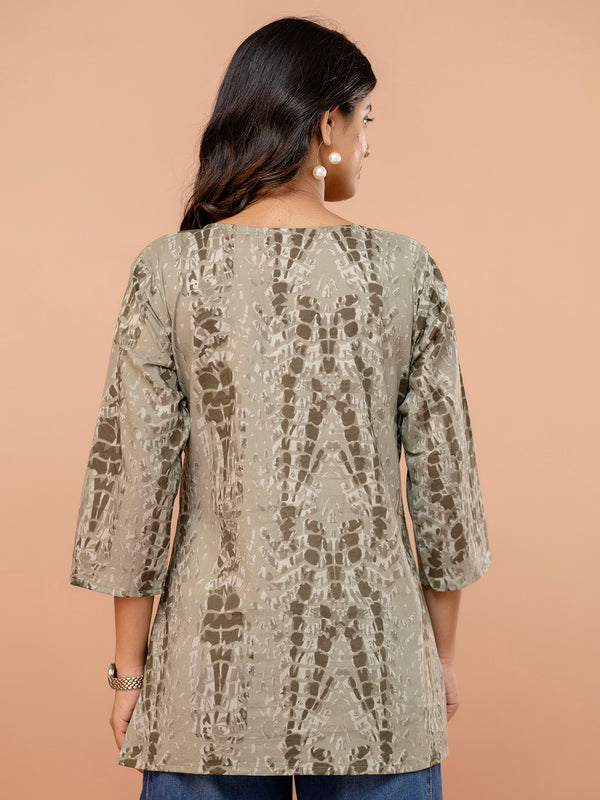 Elegant Printed Short Kurti – Soft Cotton, Everyday Style, Sizes S–XXL.