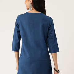 Elegant Short Kurti for Women –Button Detailing & 3/4 Sleeves | Round Neck |