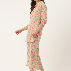 White Elegant Collared Co-Ord Set with Frill Detail & Elasticated Pants