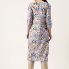 Empress Long Kurta for Women - V-Cut Neckline with 3/4 Sleeves