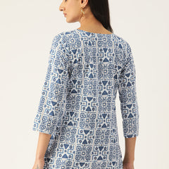 Cotton Printed V-Neck Short Kurti