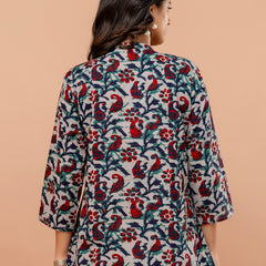 Elegant Mandarin Collar Printed Tunic – Stylish & Comfortable, Sizes