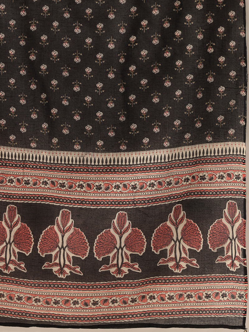 Straight Dupatta Sets - V-Neck, 3/4 Sleeves with Border Detailing, Elastic Waistband Pants with Pockets & Full-Length Dupatta (M-XXL)