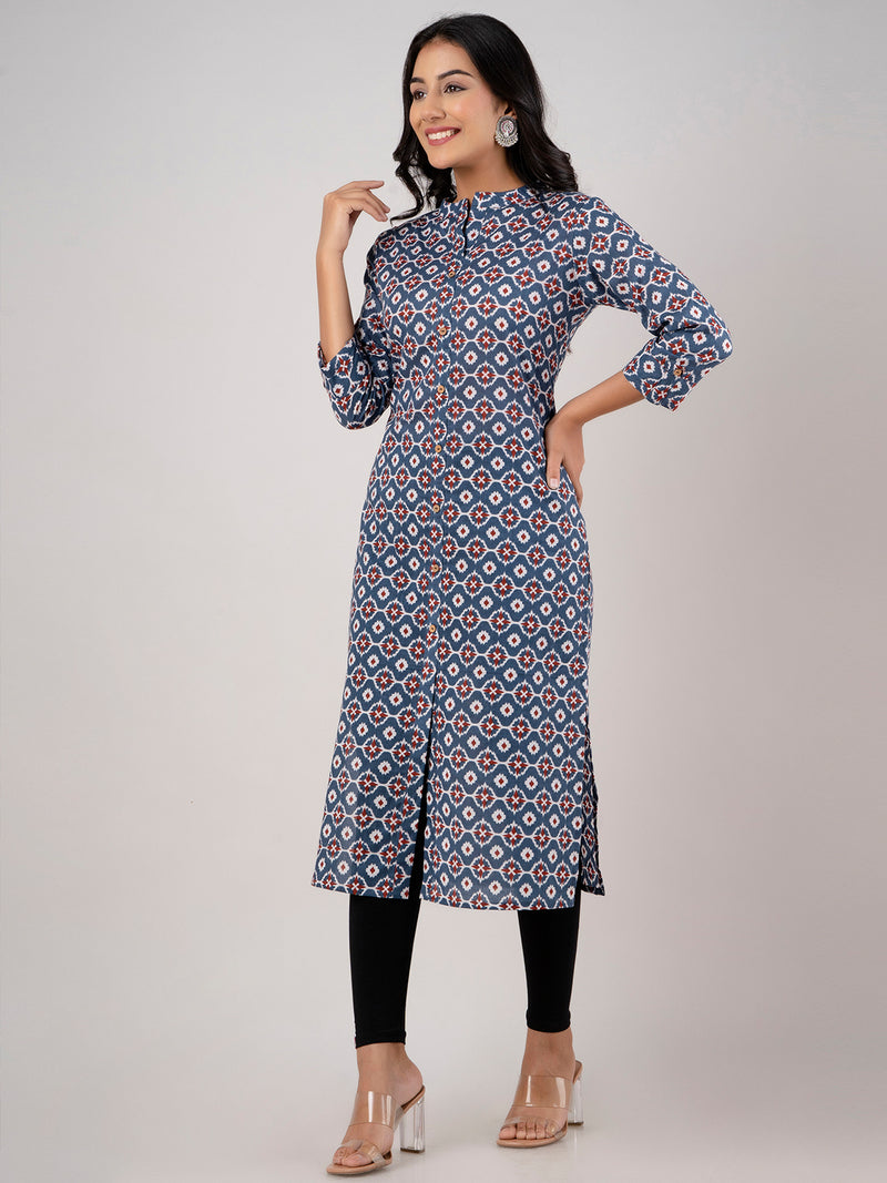 Feranoid Straight Knee Length Red Colour Kurta For Women