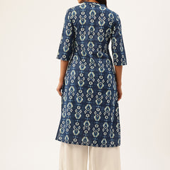 Graceful Long Kurta with 3/4 Sleeves and Button accents A Perfect Fusion of Comfort and Style