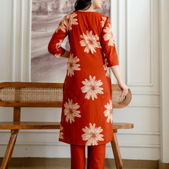 Printed Cotton Kurta Set with Ankle-Length Pants and Graceful Dupatta
