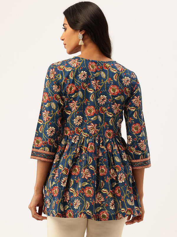 Princess Cut Top for Women - 3/4 Sleeves with Front Drawstrings