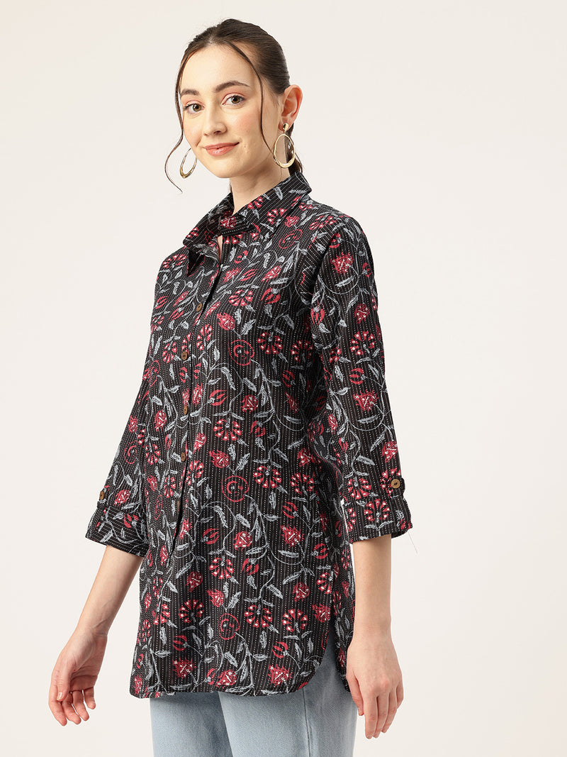 Versatile Collared top with 3/4 Sleeves for Women – Elegant & Casual