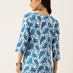3/4 Sleeve Round Neck Vcut top Blue Colour