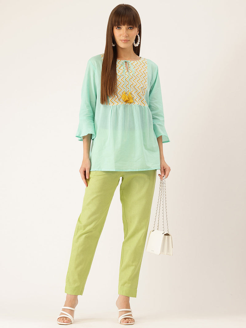 Cotton Pants - Double Pockets, Adjustable Waist, and Ankle-Length Fit