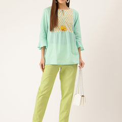 Cotton Pants - Double Pockets, Adjustable Waist, and Ankle-Length Fit