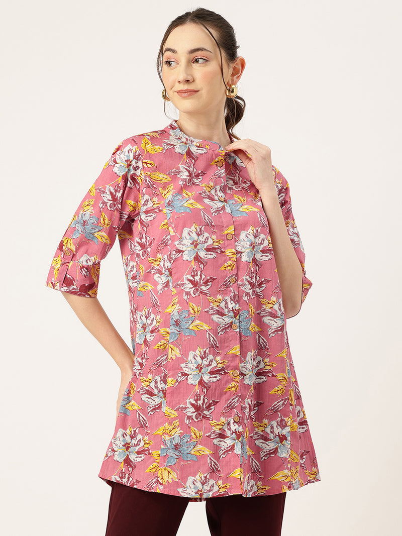 Printed Mandarin Collar top – Casual & Chic