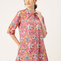 Printed Mandarin Collar top – Casual & Chic