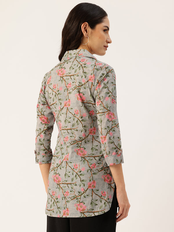 Versatile Collared Shirt with 3/4 Sleeves for Women – Elegant & Casual