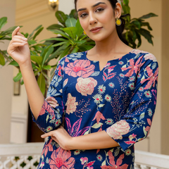 Blue Breezy Printed Cotton Co-Ord Set for Comfortable All-Day Wear