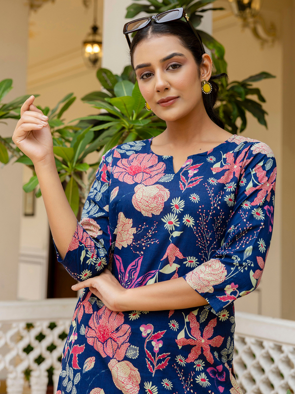 Blue Breezy Printed Cotton Co-Ord Set for Comfortable All-Day Wear