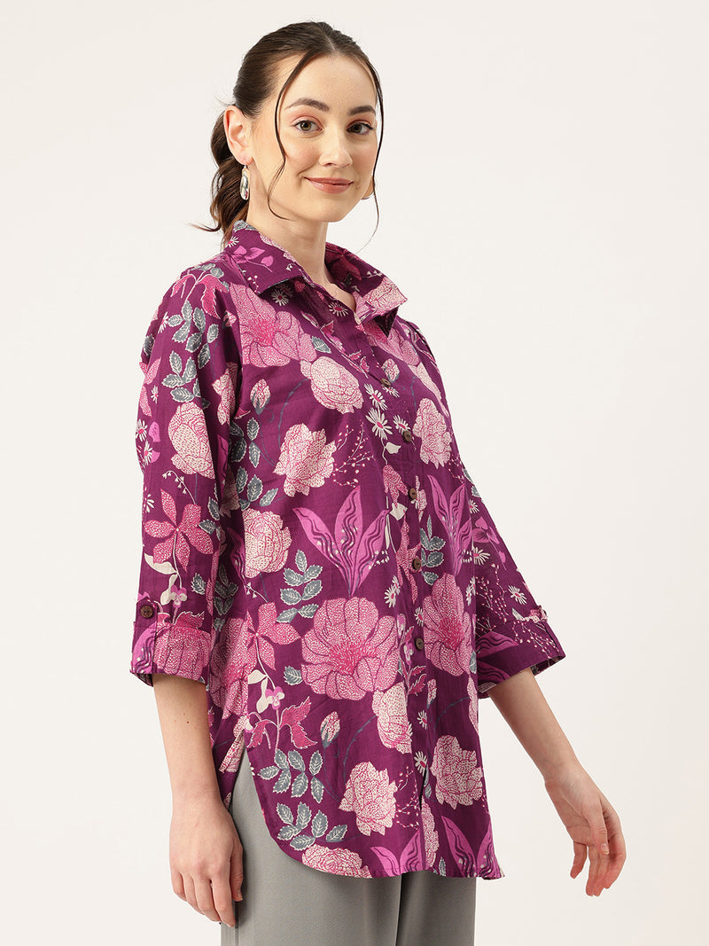 Versatile Collared Shirt with 3/4 Sleeves for Women – Elegant & Casual