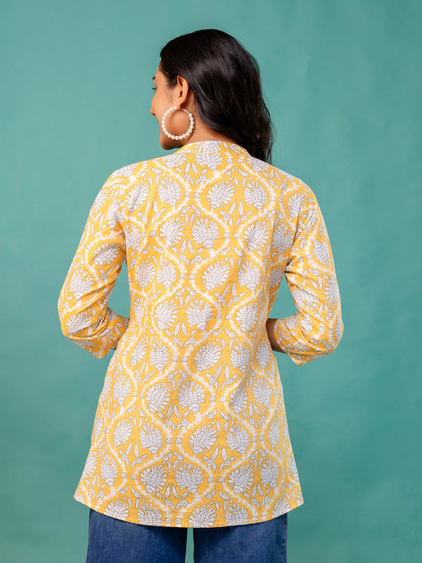 Top – Mandarin Collar, 3/4 Sleeves, Flattering Fit (Sizes S–XXL)