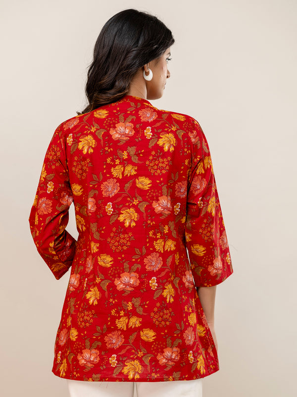 Elegant Mandarin Collar Printed Tunic – Stylish & Comfortable, Sizes