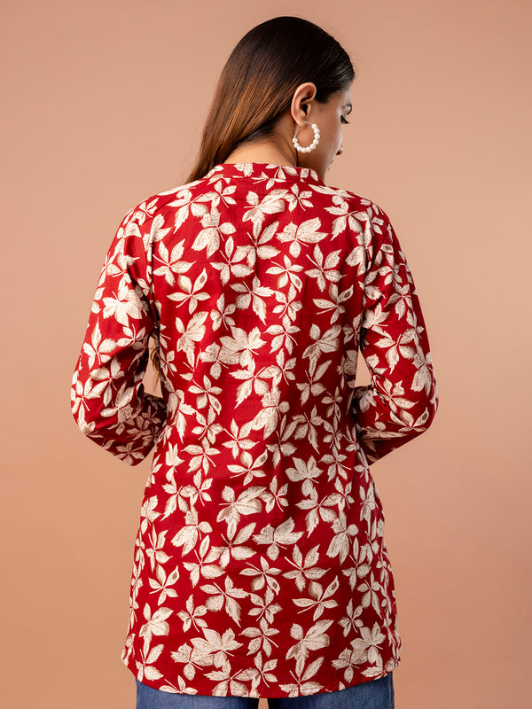 Top – Mandarin Collar, 3/4 Sleeves, Flattering Fit (Sizes S–XXL)